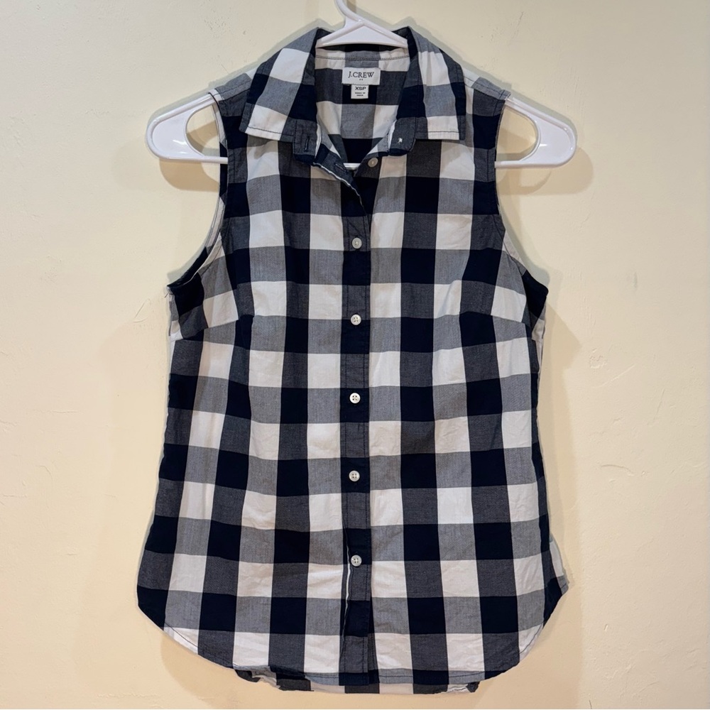 J. Crew Factory Sleeveless buffalo plaid button down shirt, XS Petite